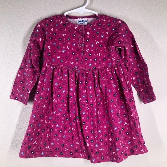Vintage Y2K OshKosh B’Gosh ABC Floral Dress Purple Cotton 2T